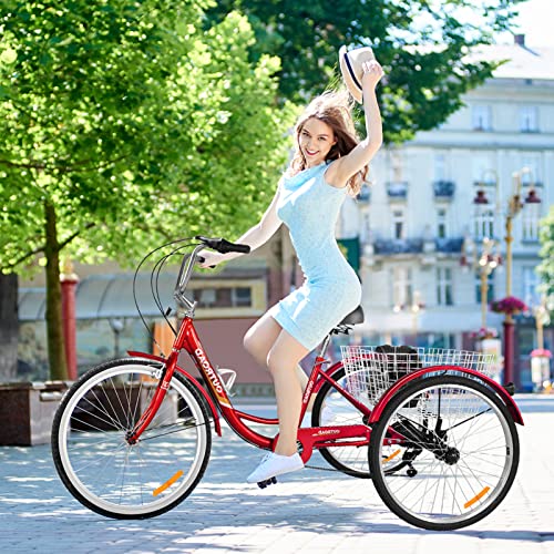 MarKnig 7 Speed Adult Tricycle, 3 Wheel Bikes