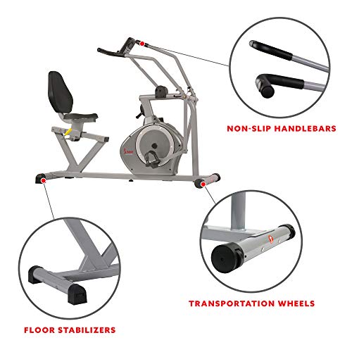 Sunny Magnetic Recumbent Bike, 350lb Weight Capacity