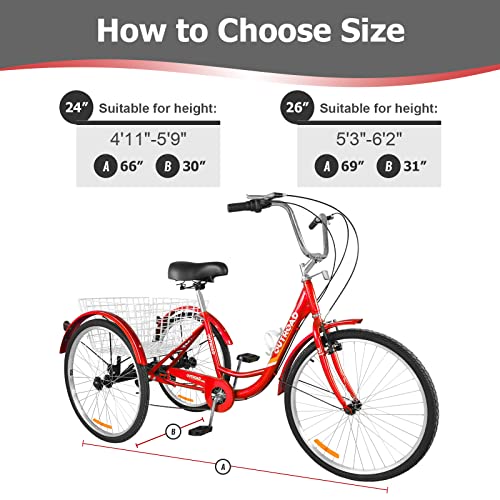 MarKnig 7 Speed Adult Tricycle, 3 Wheel Bikes