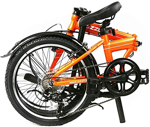 ZiZZO 20” Folding Bike-Genuine Shimano 7-Speed (Orange)