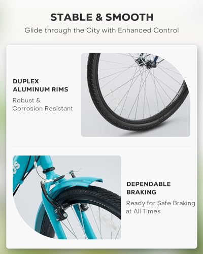 Foldable Adult Tricycle, 7 Speed Aqua 26