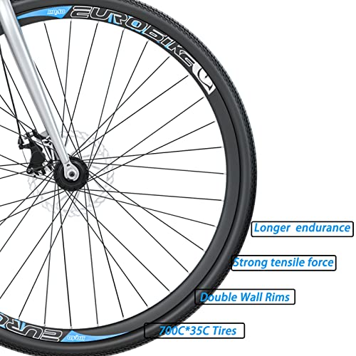 EUROBIKE Road Bike, 21-Speed Bicycle, 700C Wheels