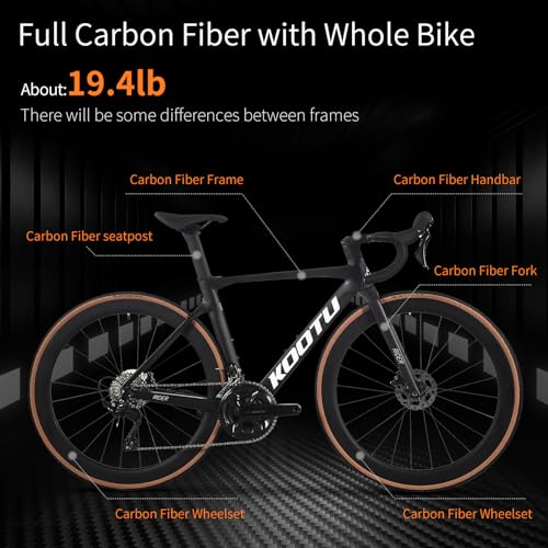 KOOTU Carbon Road Bike with Shimano R7120 Disc Brakes