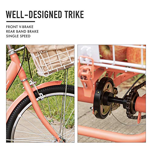 Pink Adult Tricycle: 1 Speed, 24" Wheel, Baskets