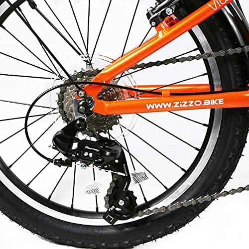 ZiZZO 20” Folding Bike-Genuine Shimano 7-Speed (Orange)