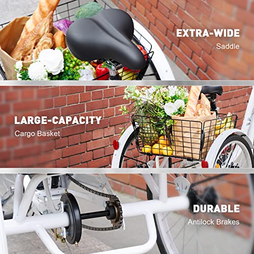 Electric Tricycle for Adults with Basket - White