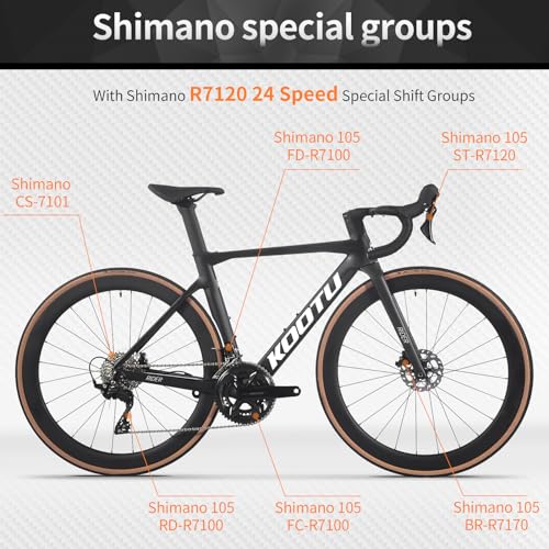 KOOTU Carbon Road Bike with Shimano R7120 Disc Brakes