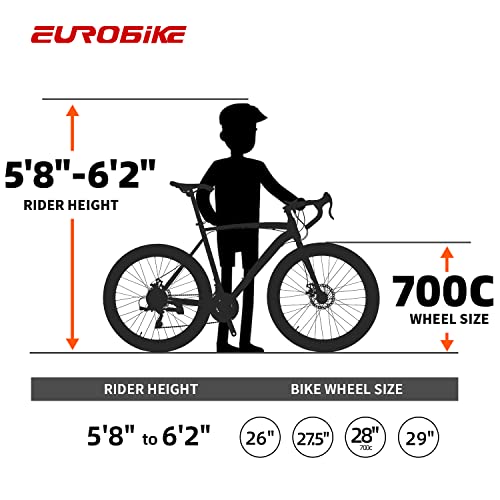EUROBIKE Road Bike, 21-Speed Bicycle, 700C Wheels