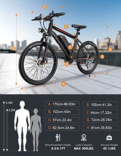 Totguard Electric Bike for Adults 26'' with 350W Motor