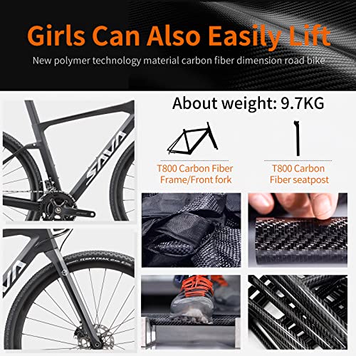 SAVA Carbon Gravel Bike, GRX400 20-Speed, 700CX40C Tires