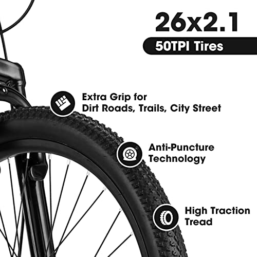 Elecony Mountain Bike, 26-Inch Wheels, Shimano 21-Speed