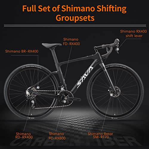 SAVA Carbon Gravel Bike, GRX400 20-Speed, 700CX40C Tires