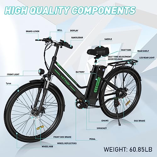HITWAY Electric Mountain Bike 26" x2.35 Fat Tire