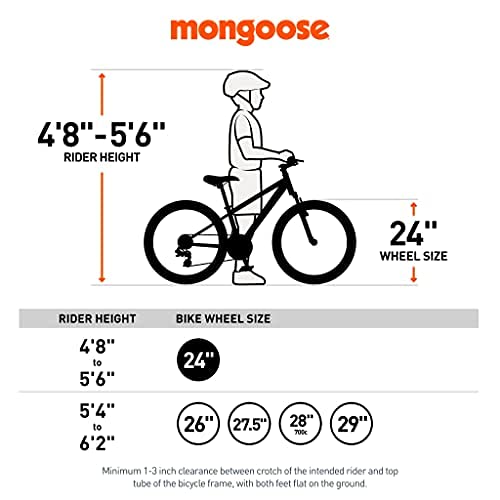 Mongoose Mountain Bike with 24-Inch Wheels, Twist Shifters