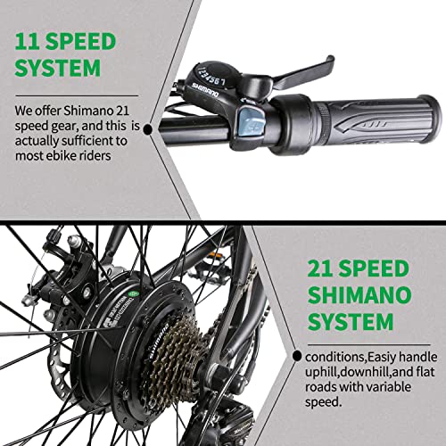 NAKTO Electric Mountain Bike - 26" Tires, 21-Speed
