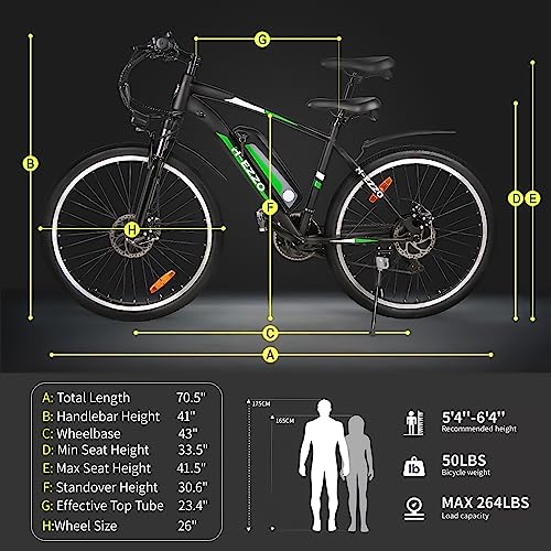 NAKTO Electric Mountain Bike - 26" Tires, 21-Speed