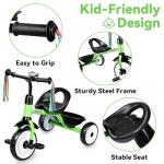 Green Kids Tricycle with Bell and Removable Pedal