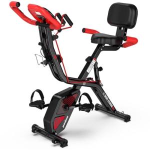 Pooboo Foldable Exercise Bike with Adjustable Resistance & Pulse Sensor