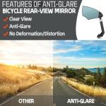 Anti-Glare Bike Mirror – Retractable Lens, 360° Adjustable
