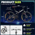 Max4out 26" Folding Mountain Bike, 21 Speed Full Suspension