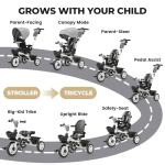 EOOWOY Baby Trike, 6-in-1 Kids Tricycle (Light Grey)