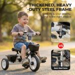 EOOWOY Baby Trike, 6-in-1 Kids Tricycle (Light Grey)