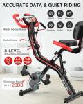 Pooboo Foldable Exercise Bike with Adjustable Resistance & Pulse Sensor