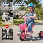 7-in-1 Folding Pink Tricycle for Kids 18 Months+