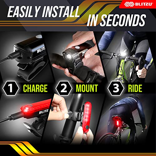 BLITZU LED Bike Lights & Bell Set for Night Riding