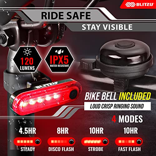 BLITZU LED Bike Lights & Bell Set for Night Riding