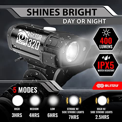 BLITZU LED Bike Lights & Bell Set for Night Riding