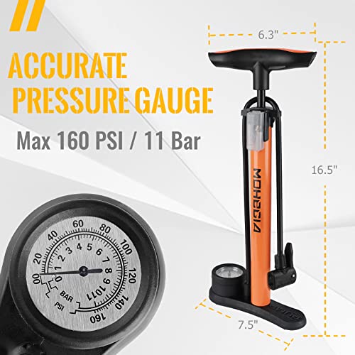MOHEGIA Floor Pump: High Pressure Bike Inflator