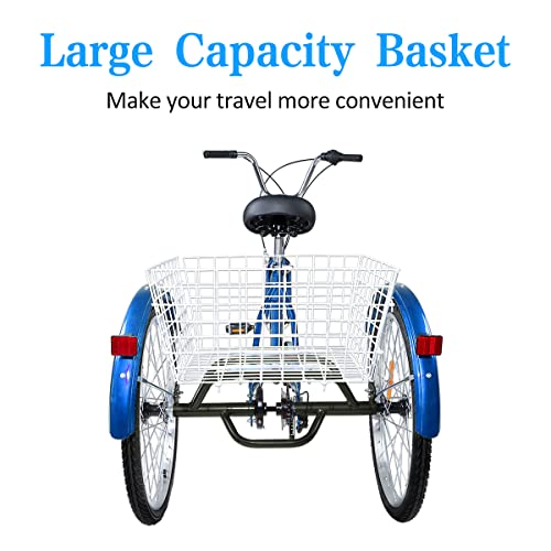 Adult Tricycle with Large Basket - 24 inch, 7 Speed