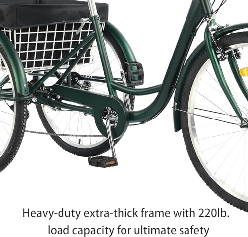 24" Adult Trikes with Cargo Basket, 7-Speed