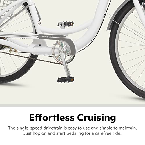 Schwinn Meridian 26-Inch Tricycle - Low Frame, Folding Basket, White
