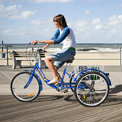Adult Tricycle with Large Basket - 24 inch, 7 Speed