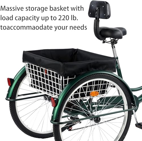 24" Adult Trikes with Cargo Basket, 7-Speed