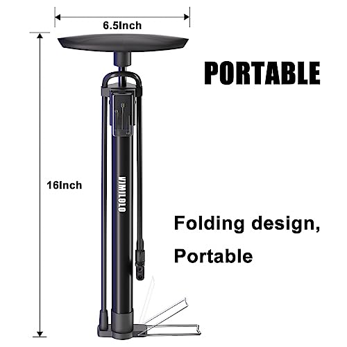VIMILOLO Bike Floor Pump - Presta & Schrader, 160Psi