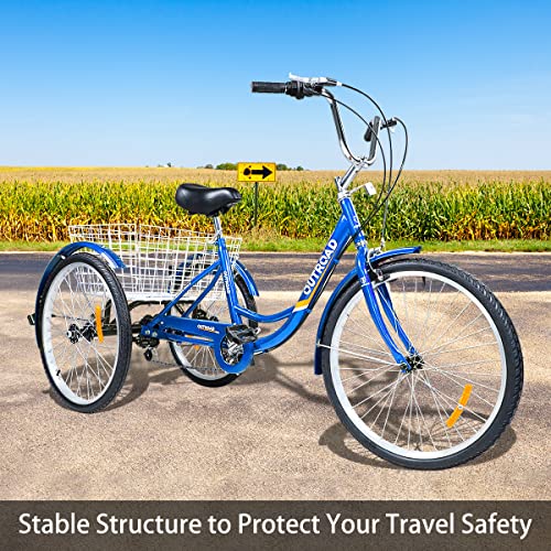 Adult Tricycle with Large Basket - 24 inch, 7 Speed