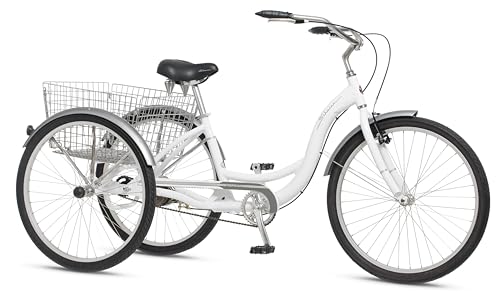 Schwinn Meridian 26-Inch Tricycle - Low Frame, Folding Basket, White