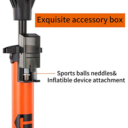 Bike Floor Pump with Gauge, 160 PSI, Presta/Schrader Compatible