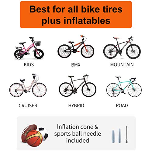 Bike Floor Pump with Gauge, 160 PSI, Presta/Schrader Compatible
