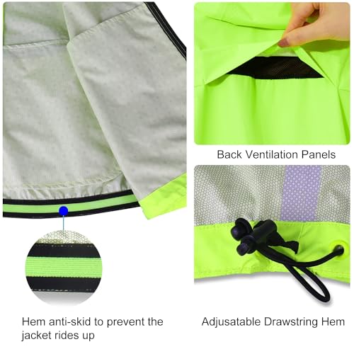 BALEAF Men's Yellow Cycling Rain Jacket