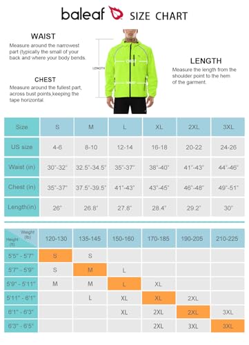 BALEAF Men's Yellow Cycling Rain Jacket