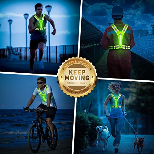 LED Reflective Vest for Night Cycling - Adjustable Waist/Shoulder