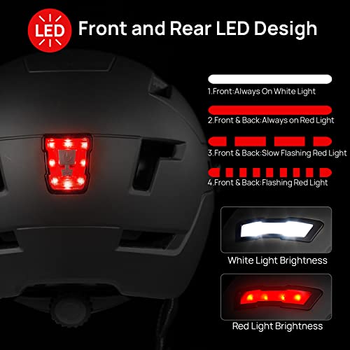 ILM Rechargeable LED Bike Helmet - Matte Black