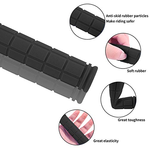 4 Pairs Non Slip Rubber Bike Grips-Kids-Black