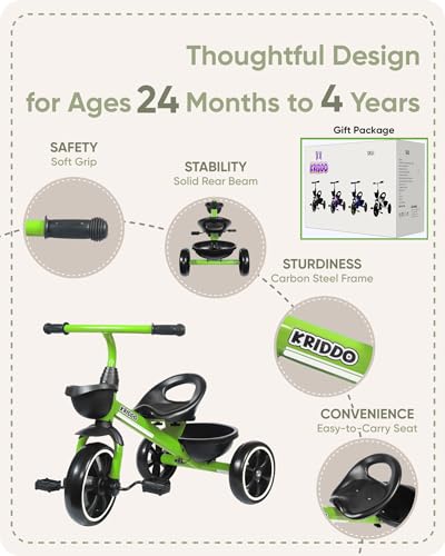 Kid's Tricycle for Ages 2-4, Green Color