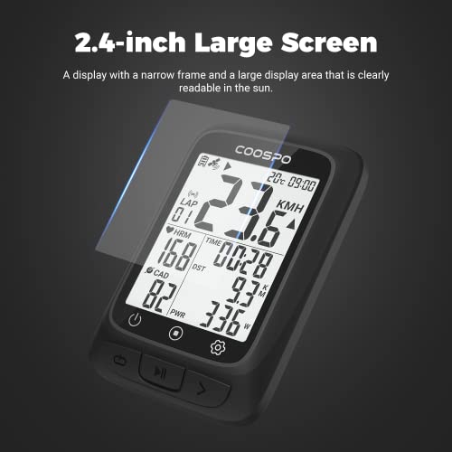 COOSPO Wireless GPS Cycling Computer with Bluetooth, LCD