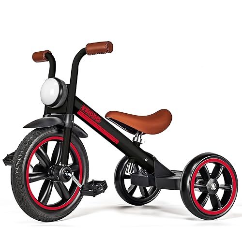 Black KRIDDO Kids Tricycle with Adjustable Seat Height